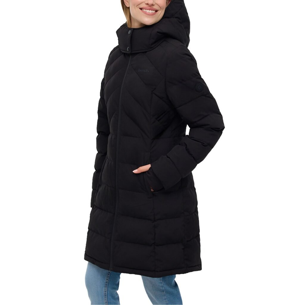 Bench Women's Long Puffer Jacket - Water Repellant, Wind Resistant