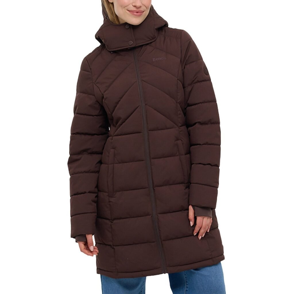 Bench Women's Long Puffer Jacket - Water Repellant, Wind Resistant