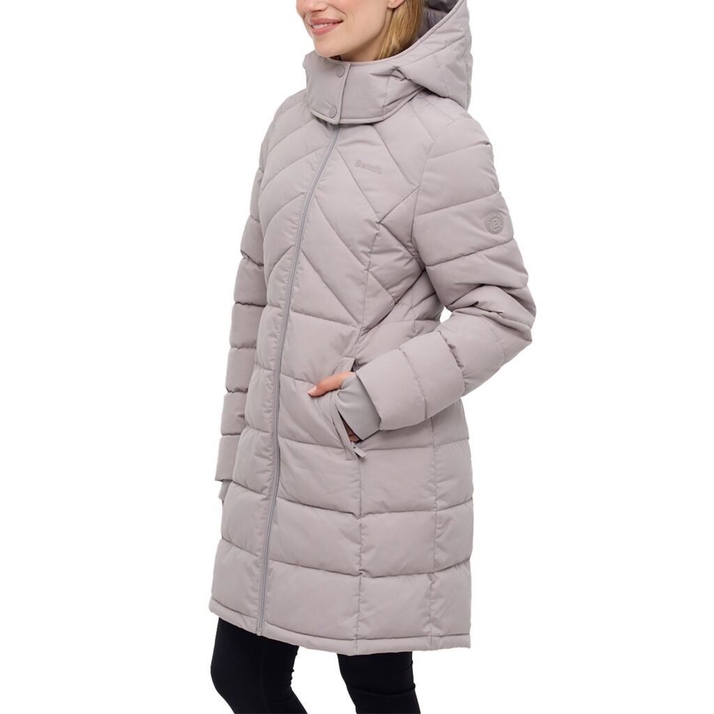 Bench Women's Long Puffer Jacket - Water Repellant, Wind Resistant
