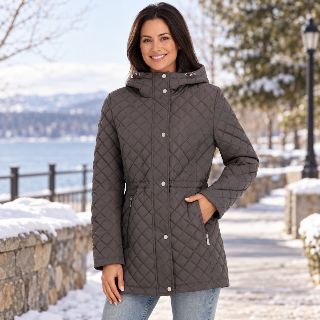 Kenneth Cole Women's Quilted Jacket - Lightweight with Adjustable Hood