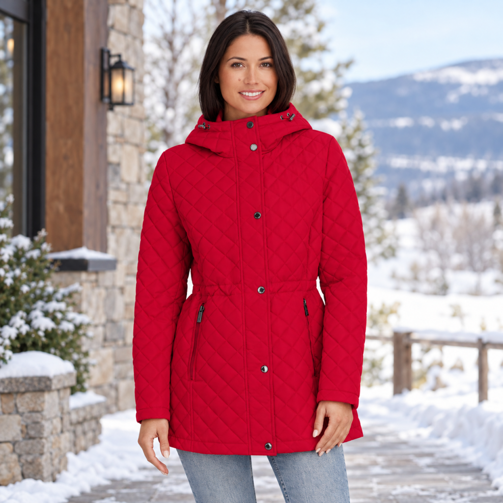 Kenneth Cole Women's Quilted Jacket - Lightweight with Adjustable Hood