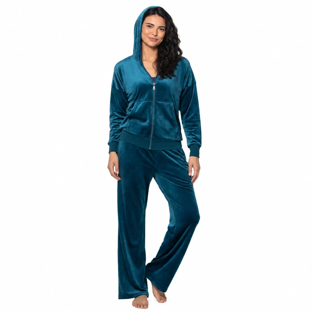 Felina Women's Track Suit - Velour Full-Zip Hoodie and Open Bottom Pant