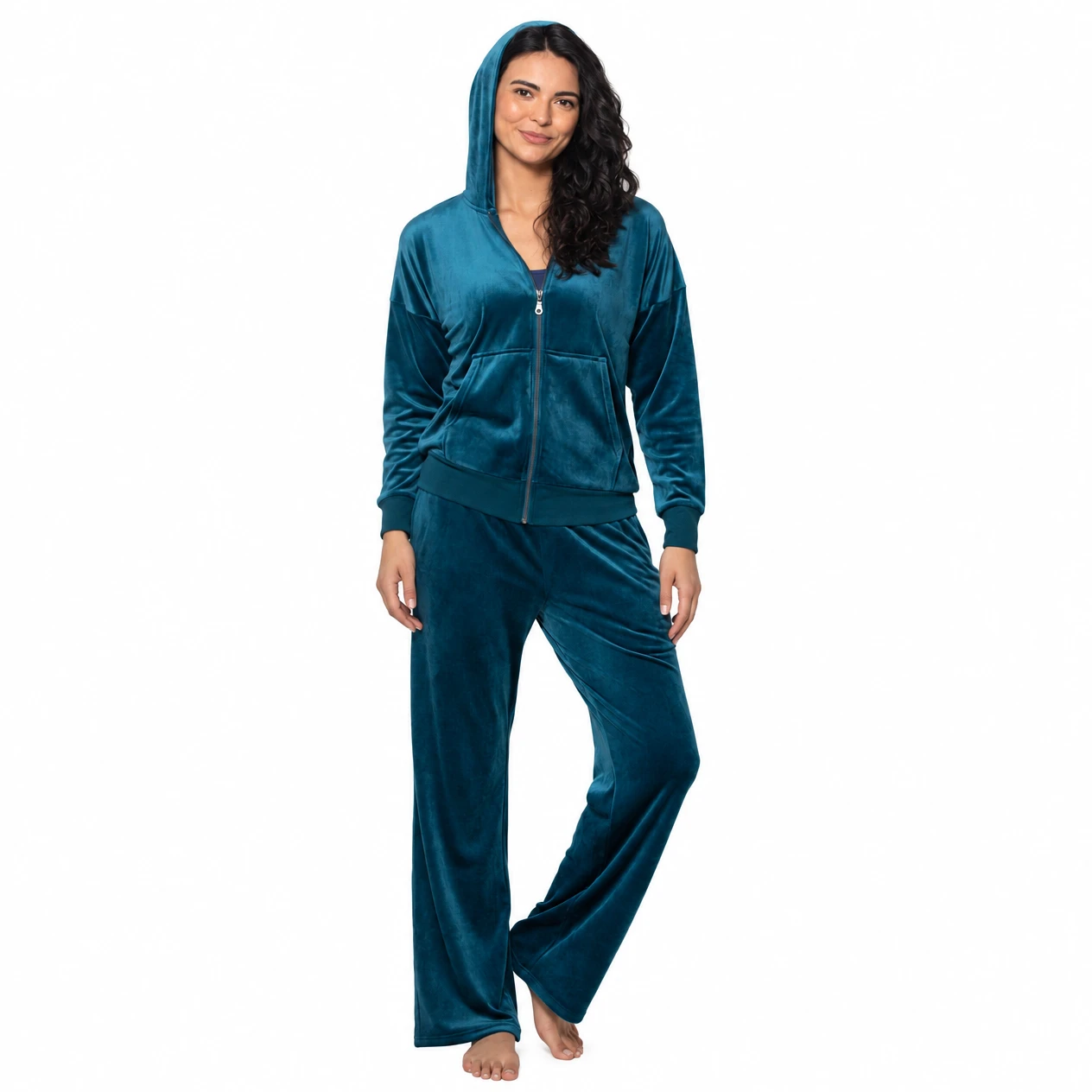 Felina Women's Track Suit - Velour Full-Zip Hoodie and Open Bottom Pant - Image 1