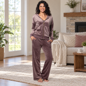 Felina Women's Track Suit - Velour Full-Zip Hoodie and Open Bottom Pant - Image 7