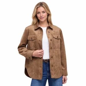 Banana Republic Women's Faux Suede Shirt Jacket – Regular Fit, Soft Fabric