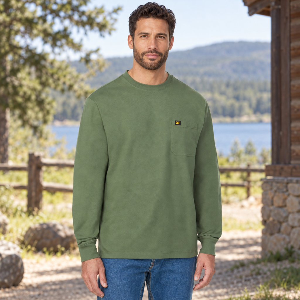 CAT Men's Long Sleeve Pocket Tee