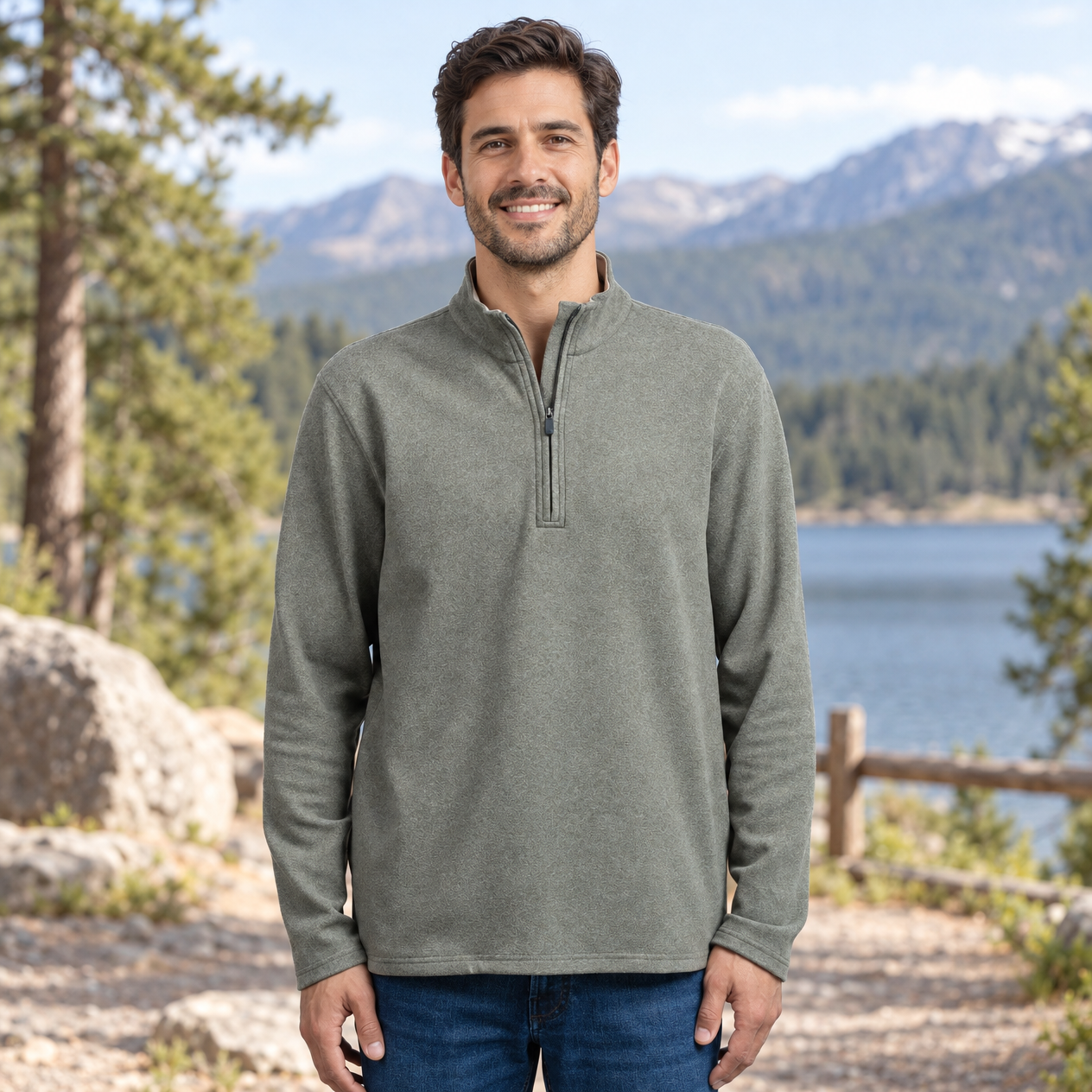 Jachs Men's Quarter Zip Featuring Stand-Up Collar and YKK Zipper - Image 7