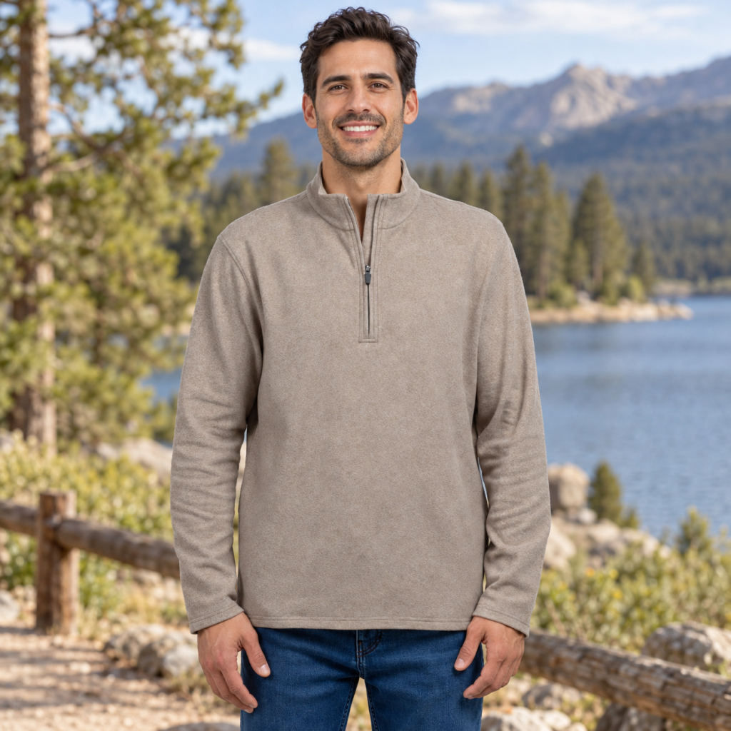 Jachs Men's Quarter Zip Featuring Stand-Up Collar and YKK Zipper
