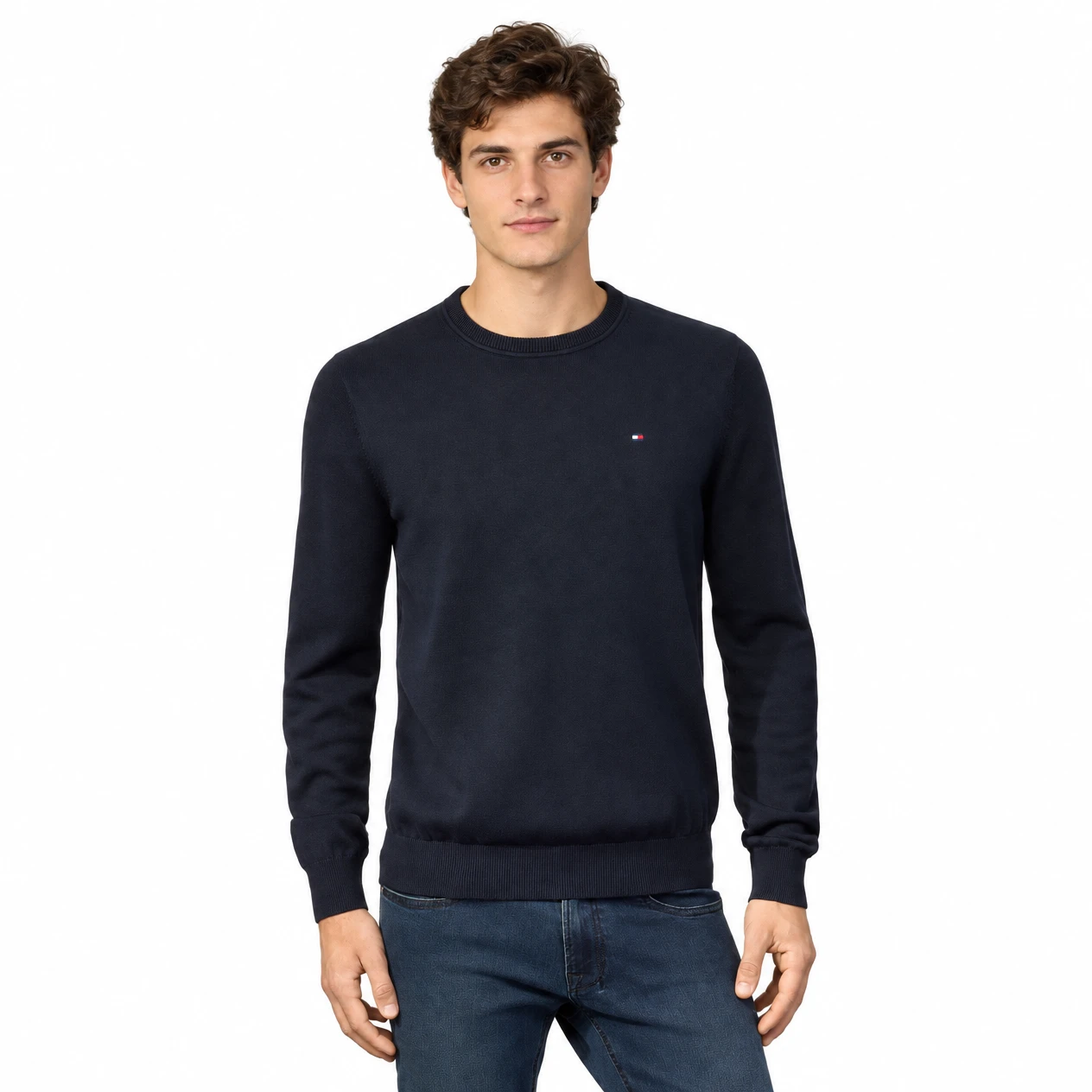 Tommy Hilfiger Men's Crew Sweater - Classic Fit with Ribbed Details - Image 1