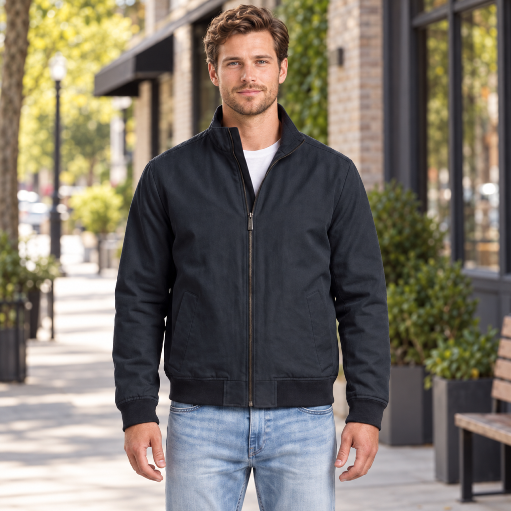 Rainforest Men's Bomber Jacket - Lightweight with Stand Collar